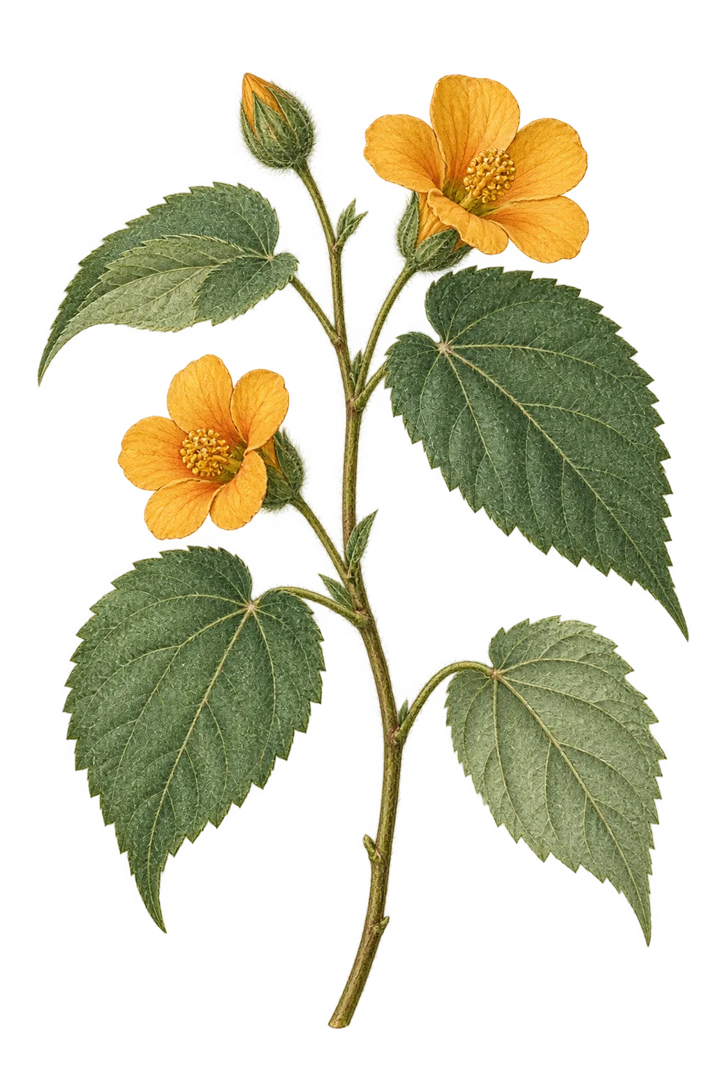 Botanical artwork associated with shrubby Indian mallow (Abutilon abutiloides (Jacq.) Garcke ex Hochr.)