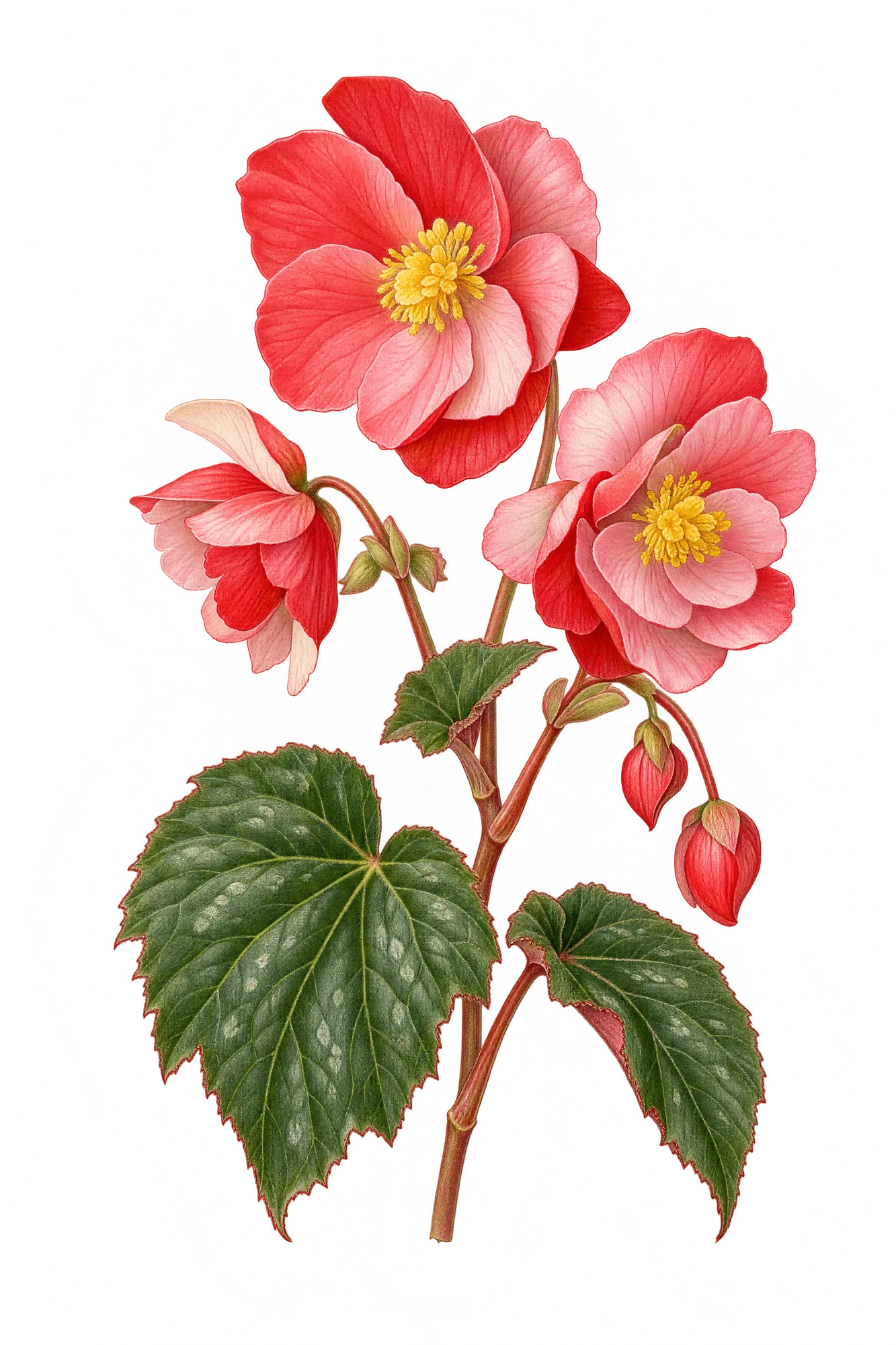 Botanical artwork associated with begonia (Begonia L.)