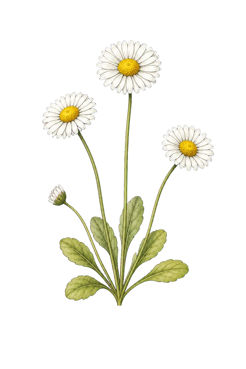 Botanical artwork associated with bellis (Bellis L.)