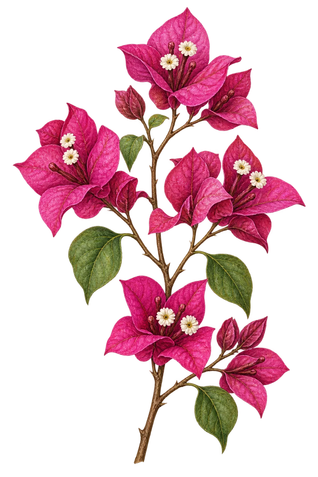 Botanical artwork associated with bougainvillea (Bougainvillea ×buttiana Holttum & Standl.)