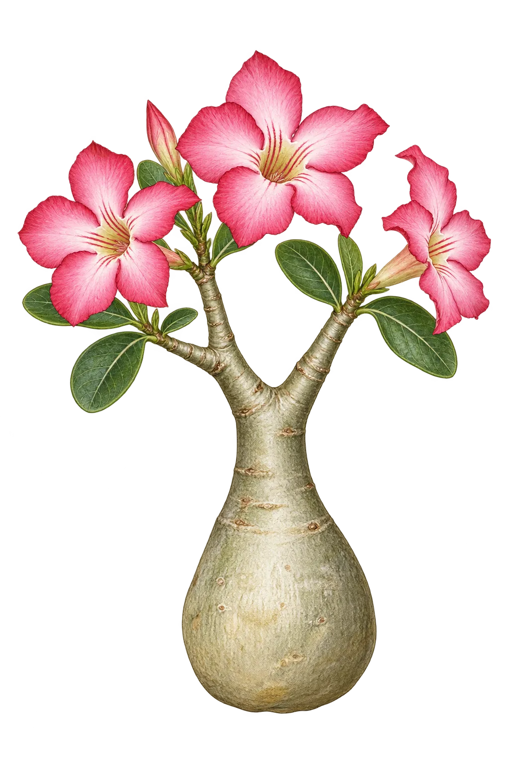 Botanical artwork associated with desert rose (Adenium Roem. & Schult.)