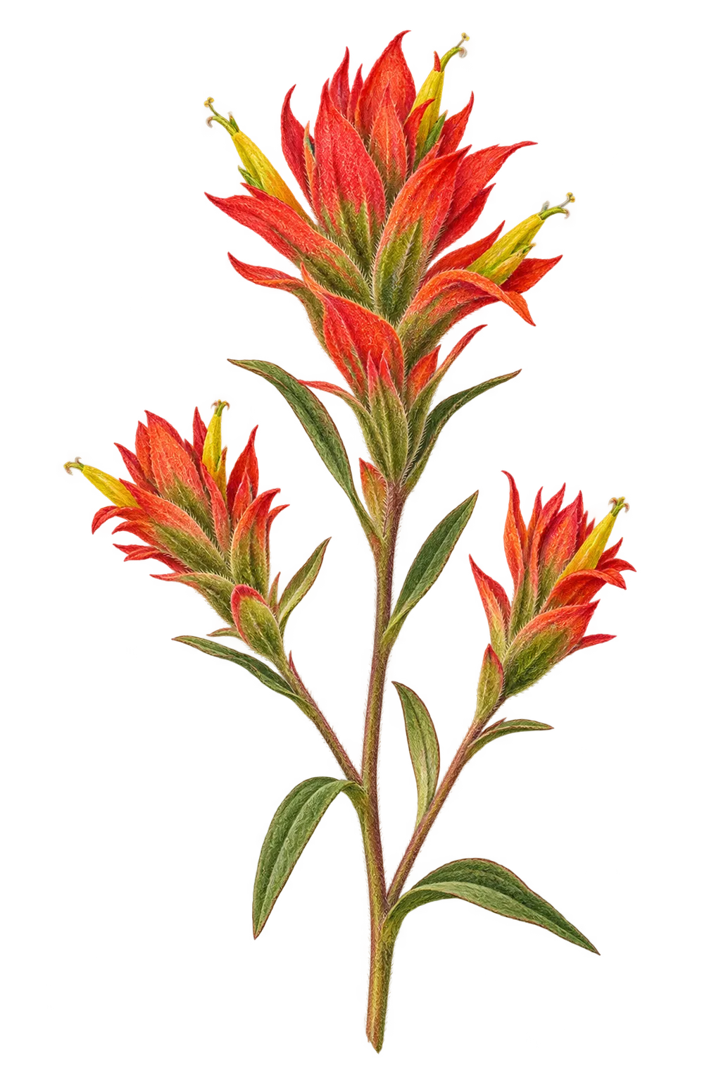 Botanical artwork associated with coast Indian paintbrush (Castilleja affinis Hook. & Arn.)