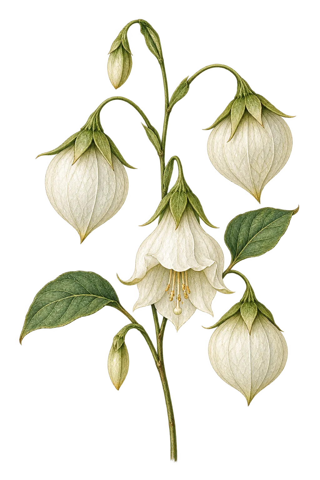 Botanical artwork associated with white fairy-lantern (Calochortus albus (Benth.) Douglas ex Benth.)