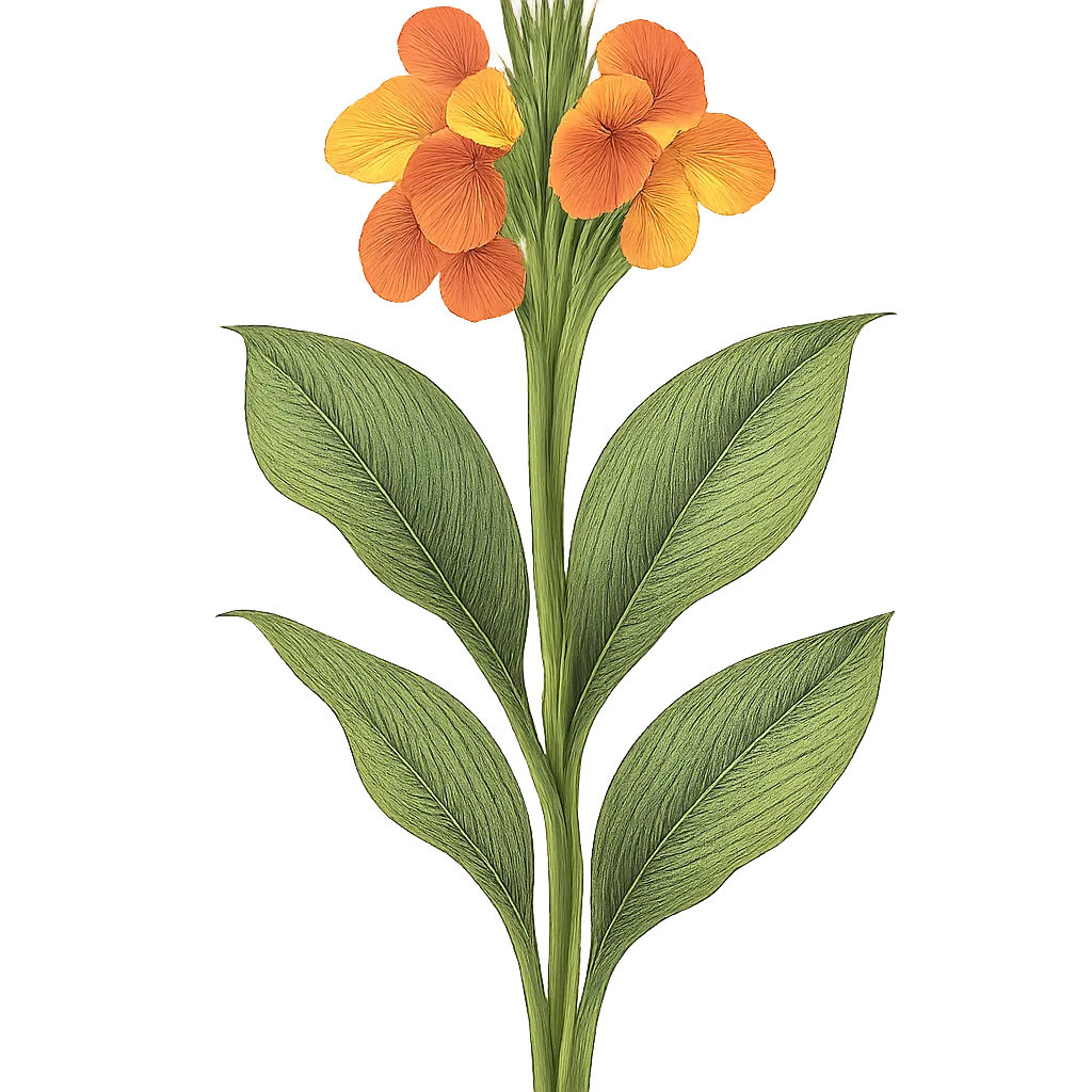 Botanical artwork associated with canna lily (Canna ×hybrida Rodigas)