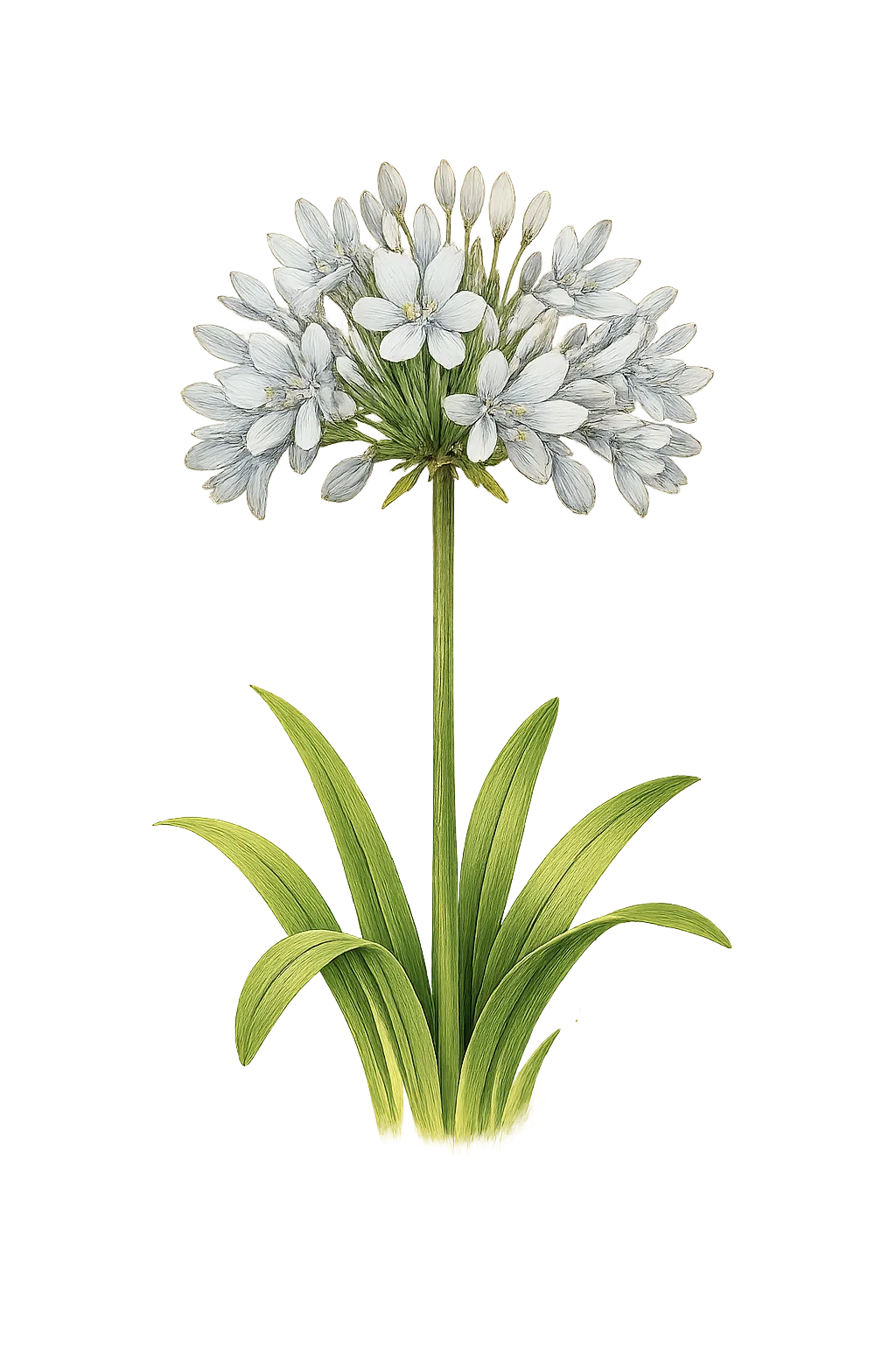 Botanical artwork associated with lily of the Nile (Agapanthus africanus (L.) Hoffmanns.)