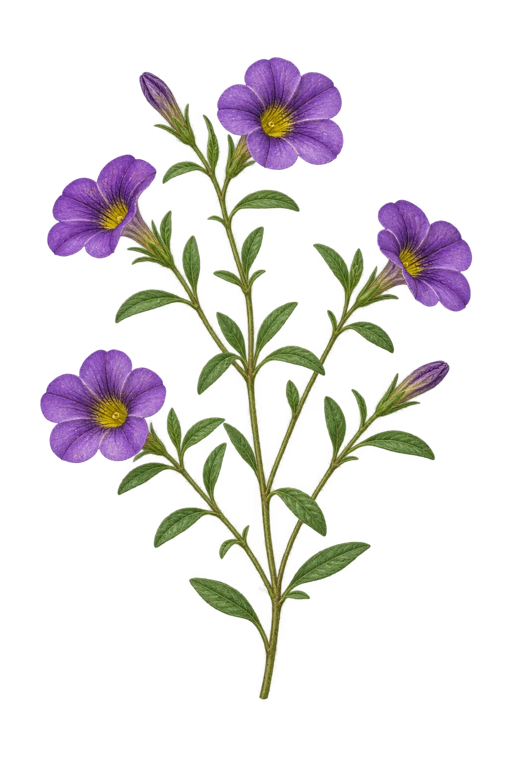 Botanical artwork associated with calibrachoa (Calibrachoa Cerv.)