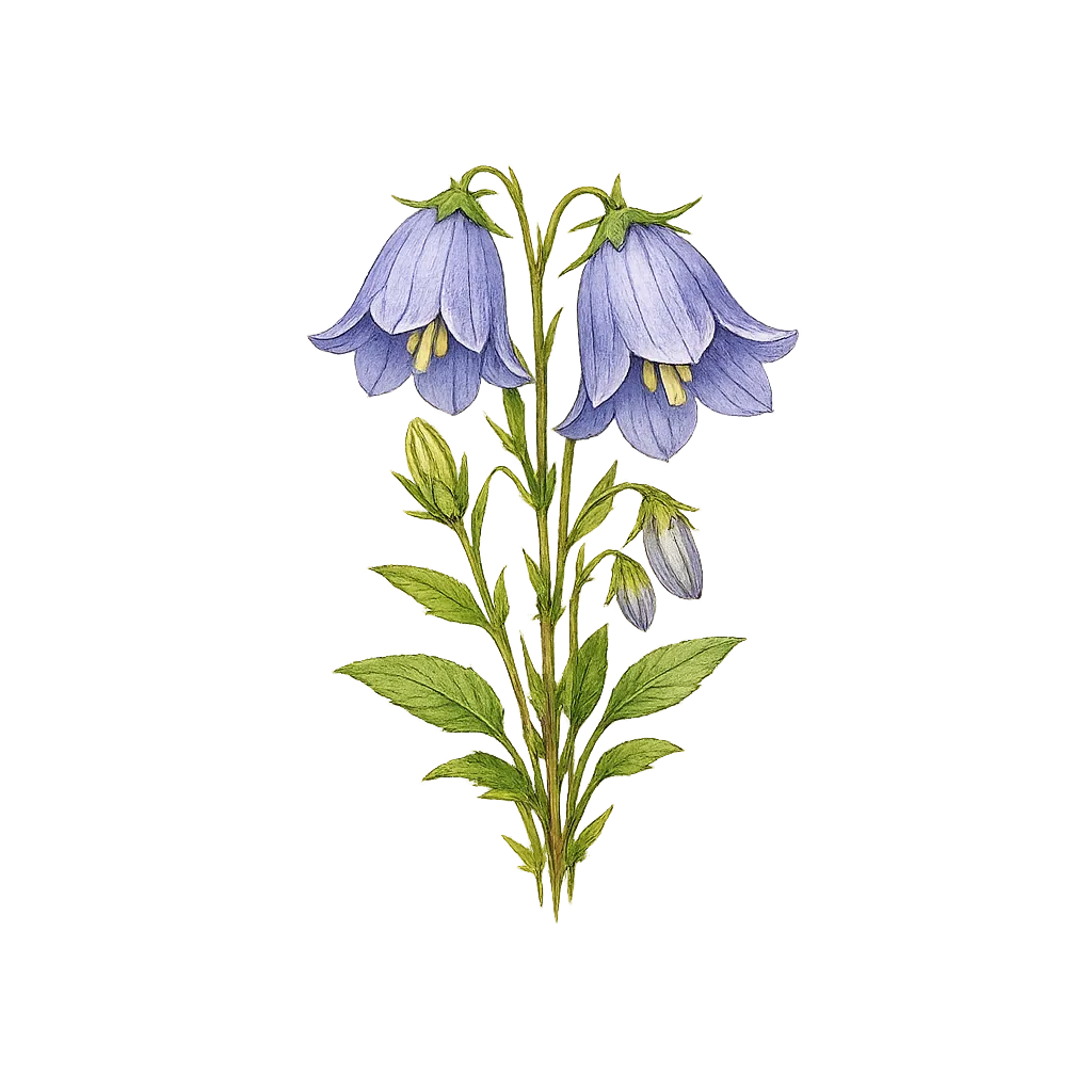 Botanical artwork associated with arctic bellflower (Melanocalyx uniflora (L.) Morin)