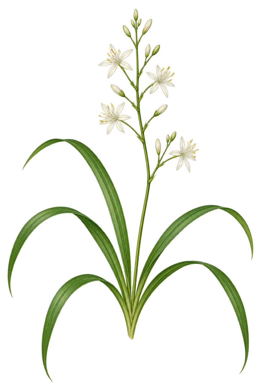 Botanical artwork associated with bracketplant (Chlorophytum capense (L.) Voss)