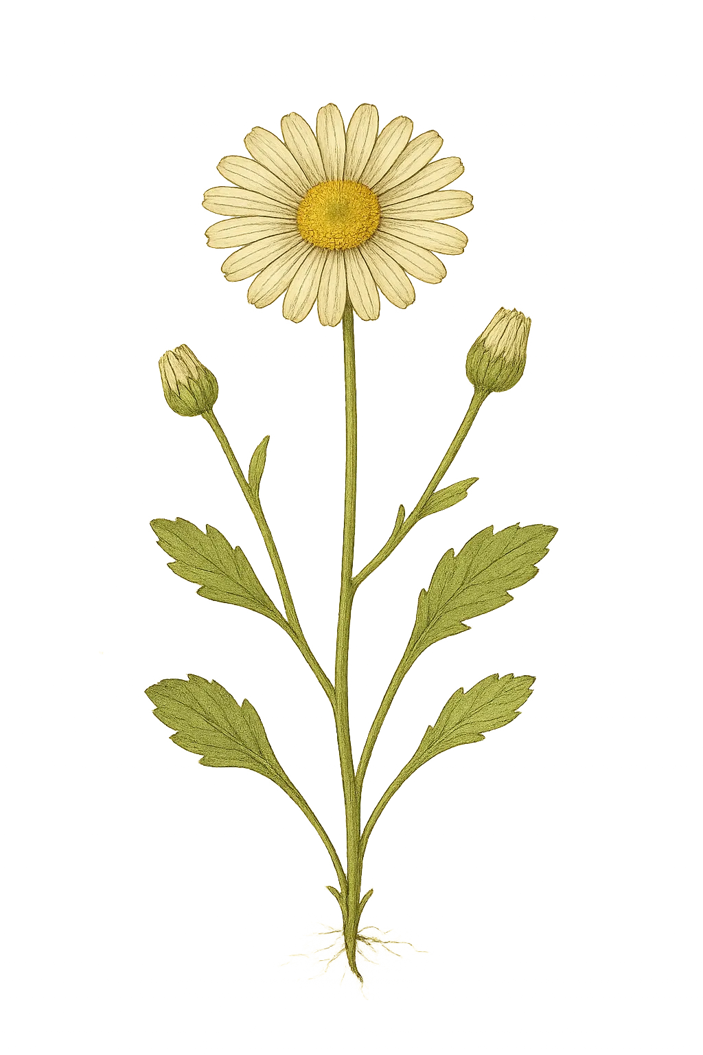 Botanical artwork associated with daisy (Tanacetum balsamita L.)