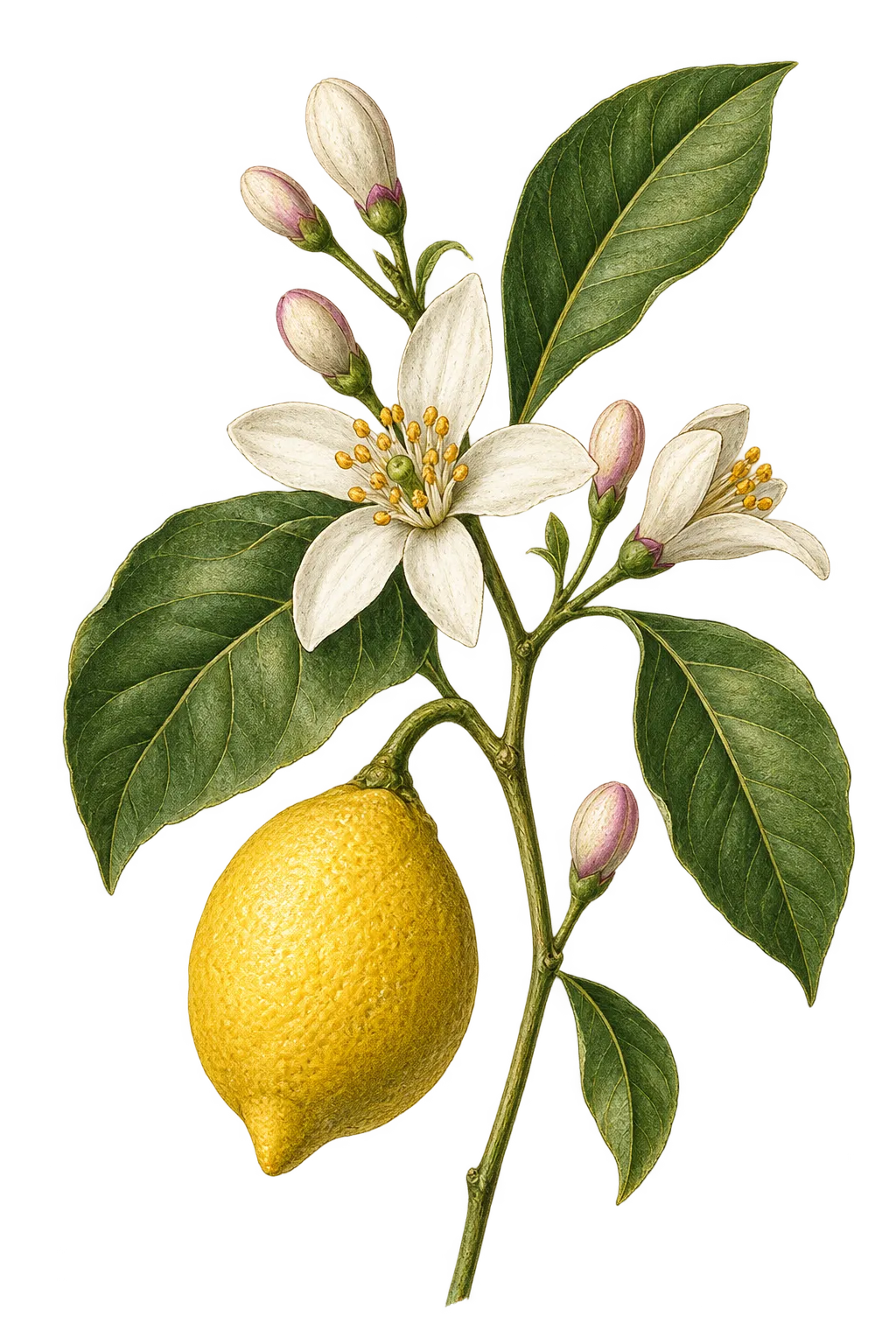 Botanical artwork associated with lemon (Citrus ×limon (L.) Osbeck)