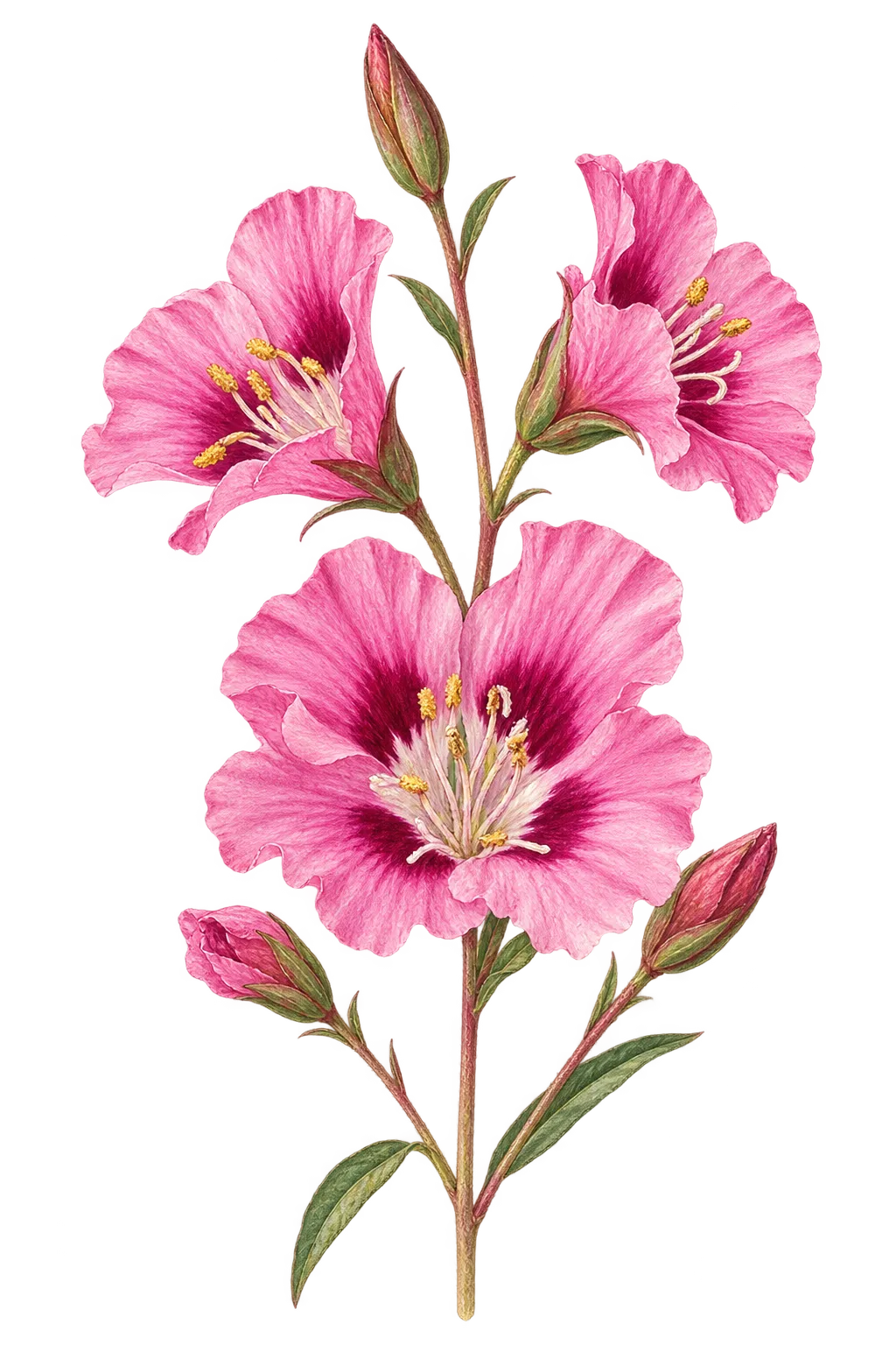 Botanical artwork associated with chaparral clarkia (Clarkia affinis H.Lewis & M.E.Lewis)