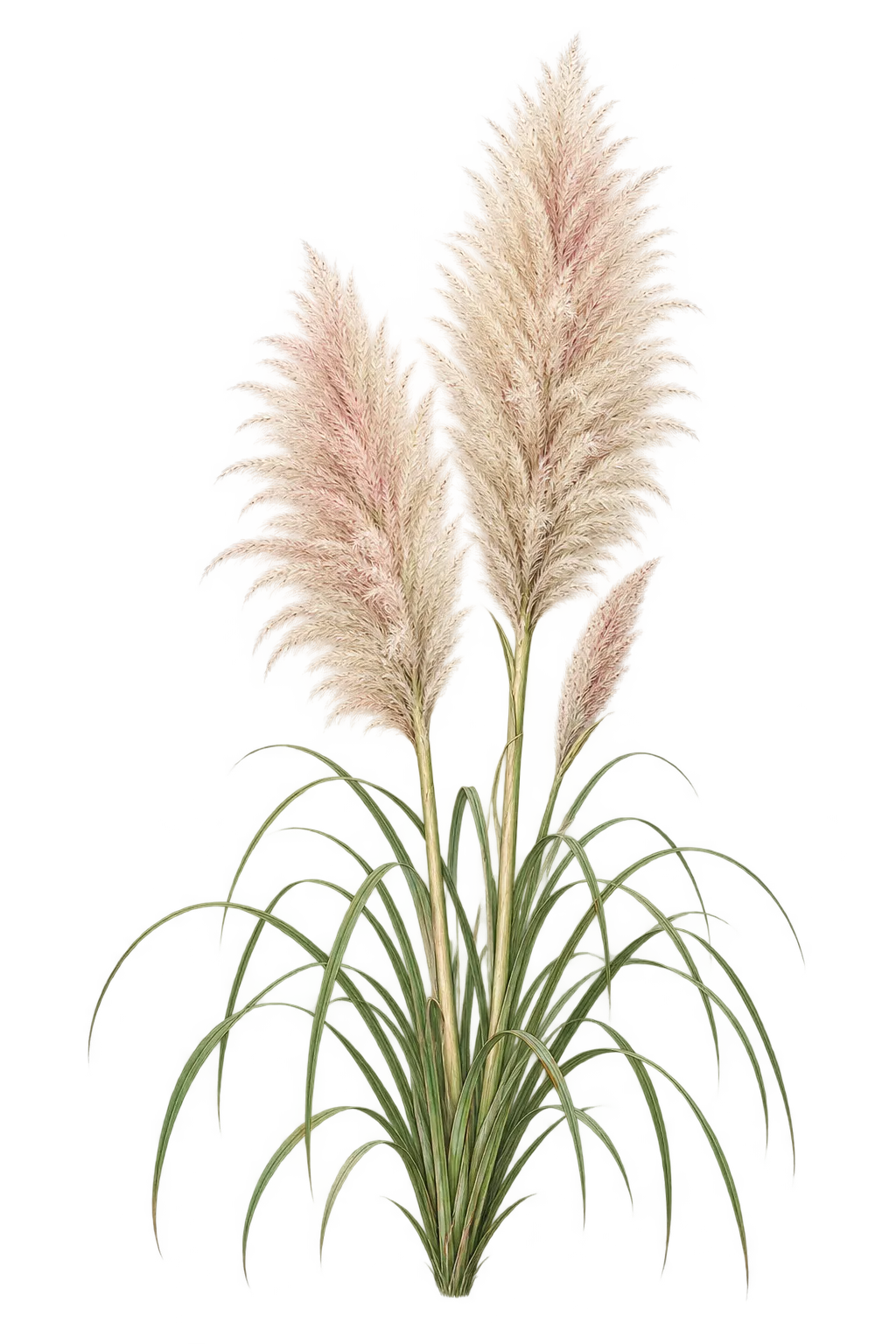 Botanical artwork associated with pampas grass (Cortaderia araucana Stapf)