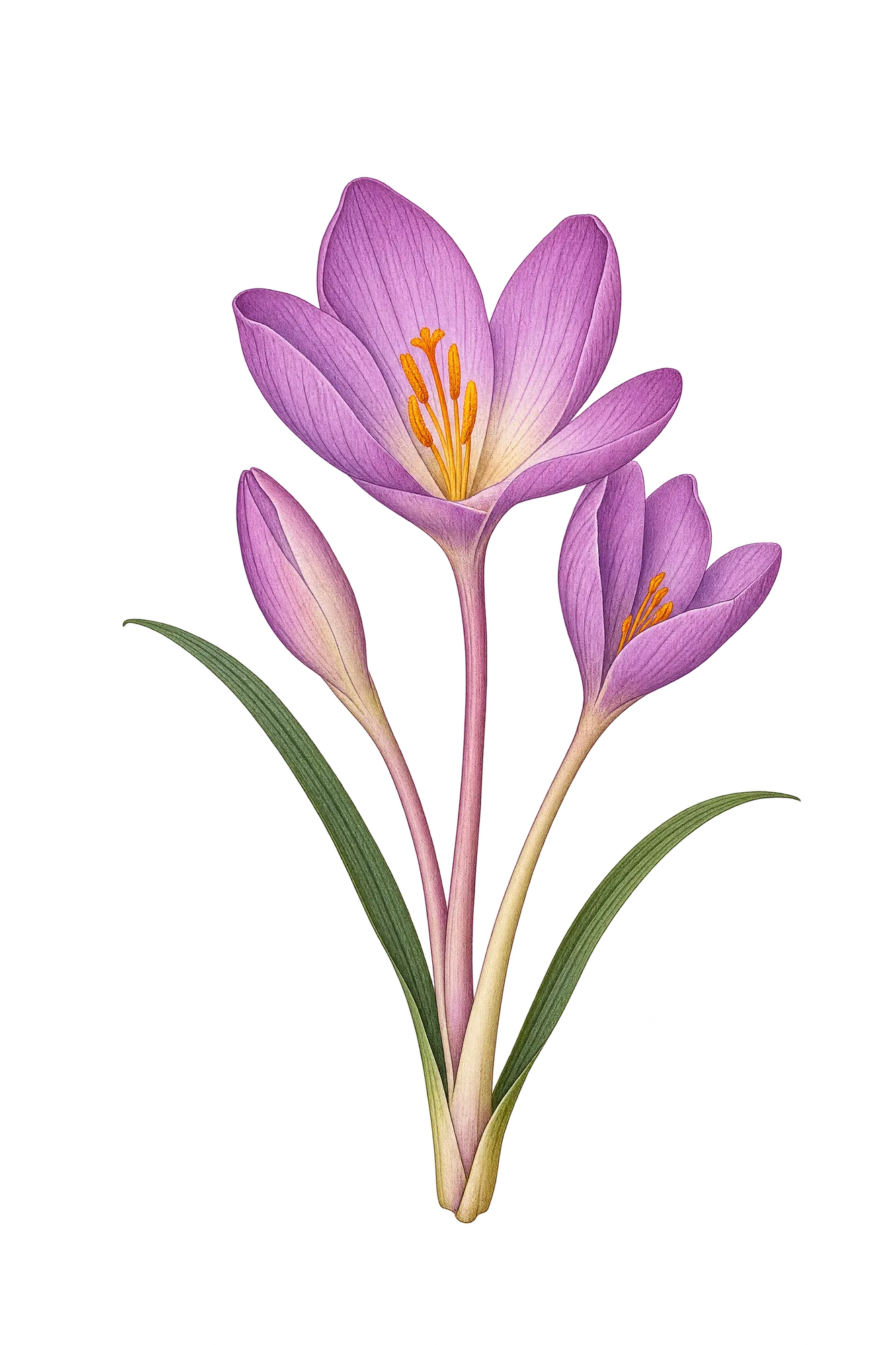 Botanical artwork associated with autumn crocus (Colchicum autumnale L.)