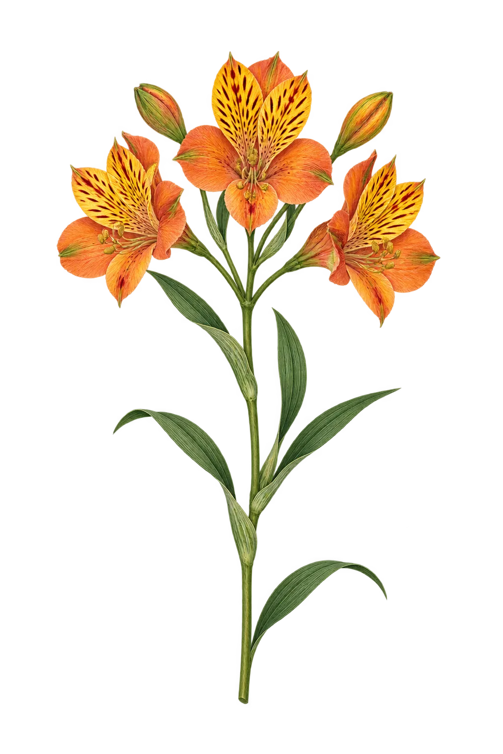 Botanical artwork associated with Peruvian-lily (Alstroemeria aurea Graham)