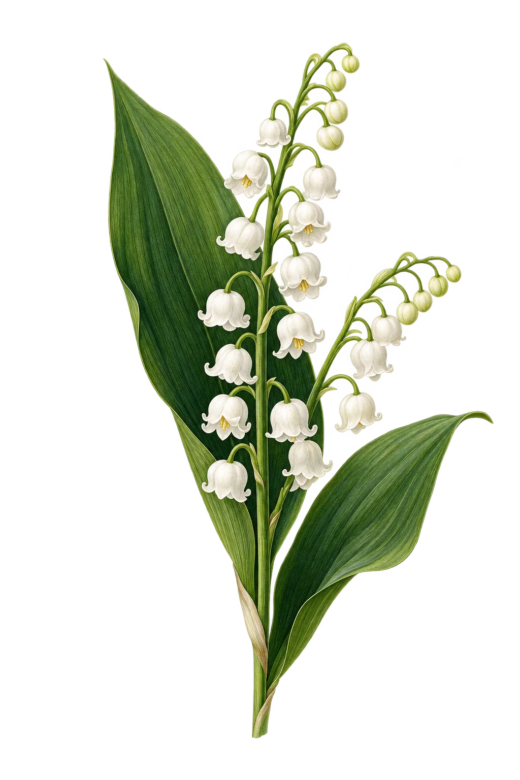 Botanical artwork associated with European lily of the valley (Convallaria majalis L.)