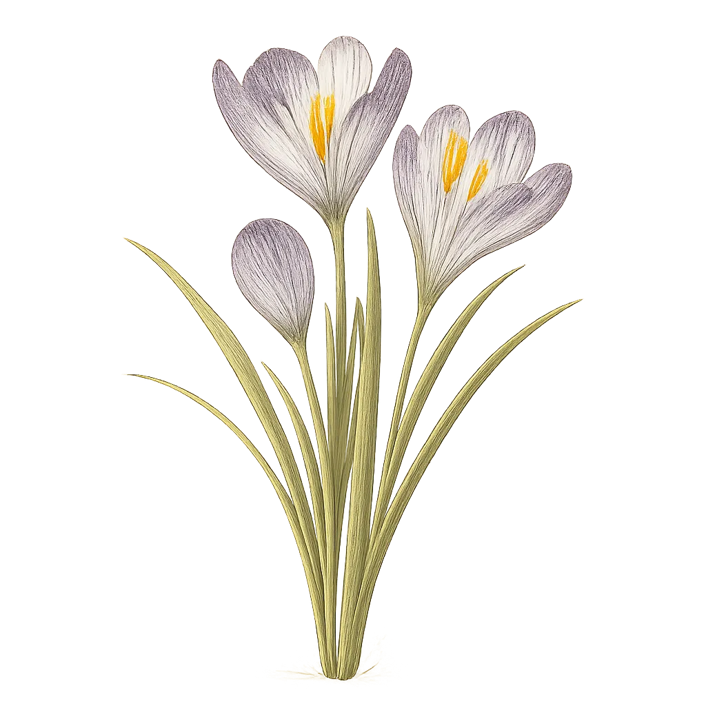 Botanical artwork associated with crocus (Crocus L.)