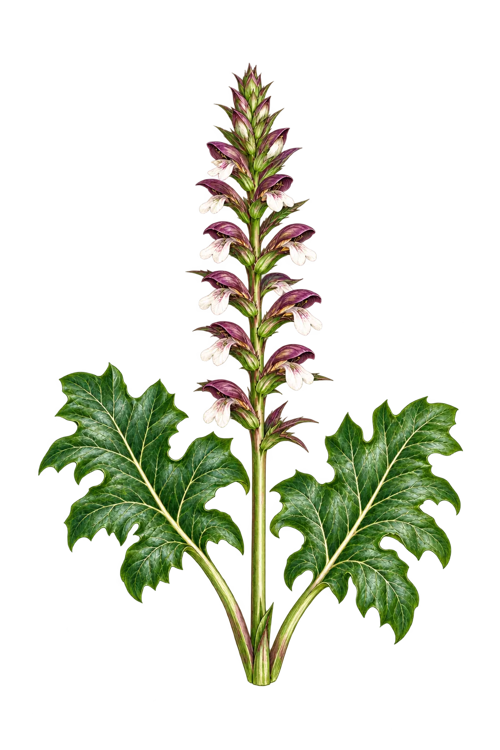 Botanical artwork associated with acanthus (Acanthus L.)