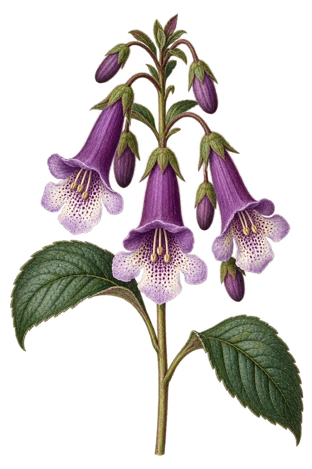 Botanical artwork associated with cyrtandra (Cyrtandra × alata H.St.John & Storey)