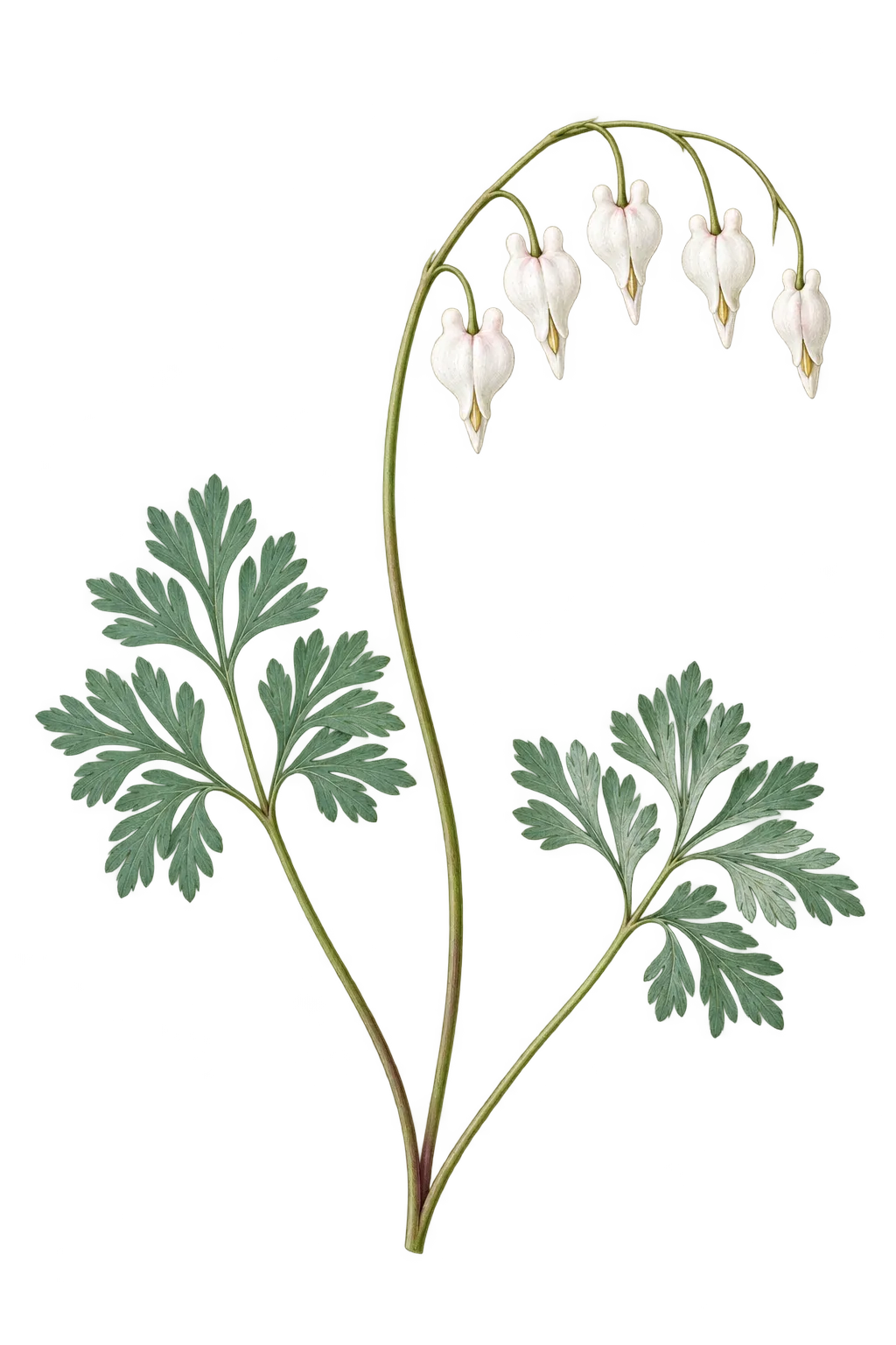 Botanical artwork associated with squirrel corn (Dicentra canadensis (Goldie) Walp.)