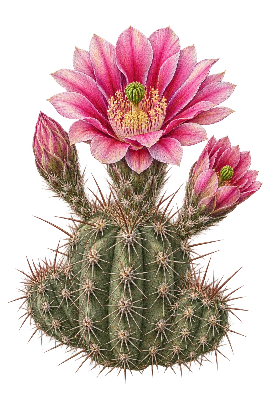 Botanical artwork associated with Apache hedgehog cactus (Echinocereus apachensis W.Blum & Rutow)