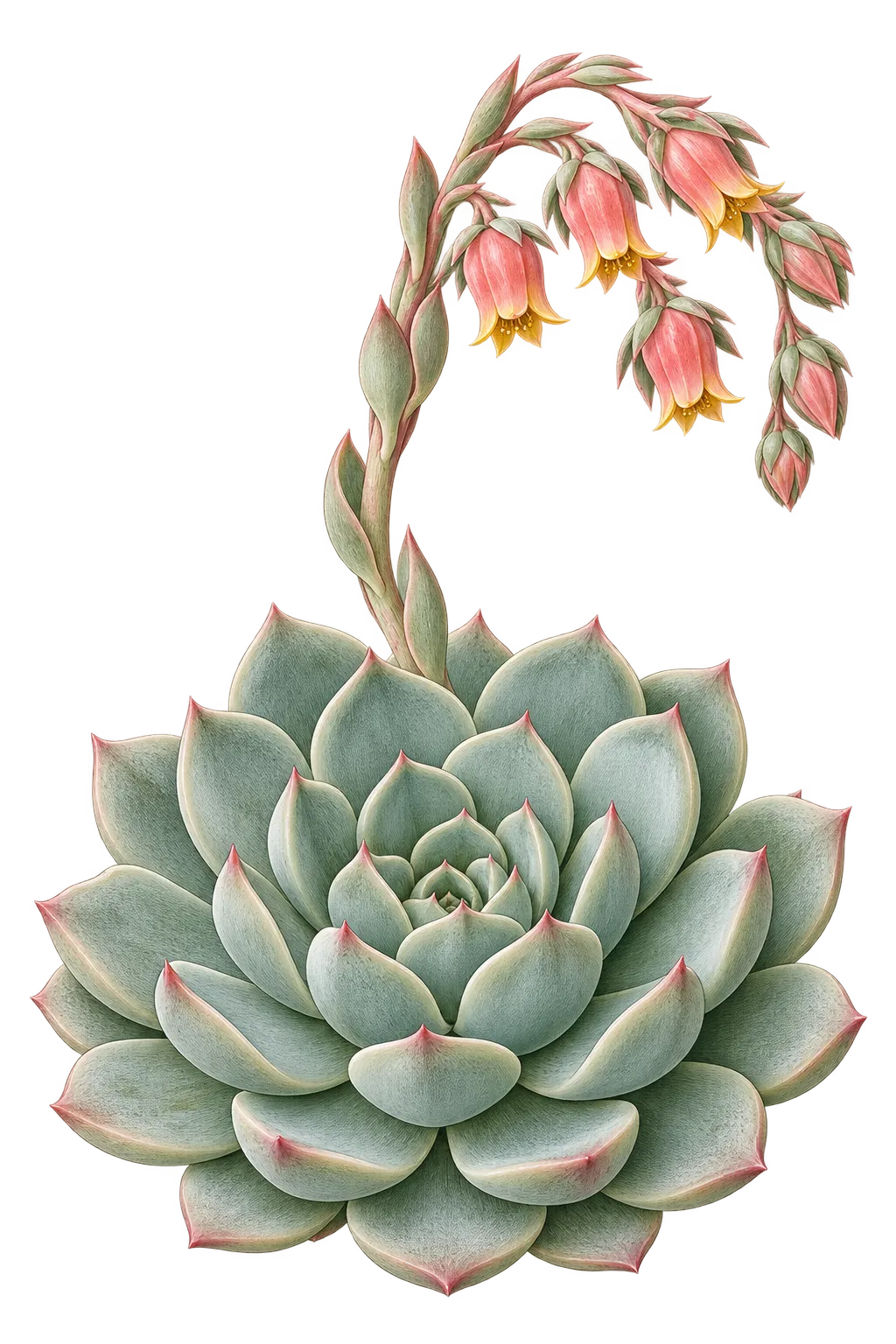 Botanical artwork associated with echeveria (Echeveria DC.)