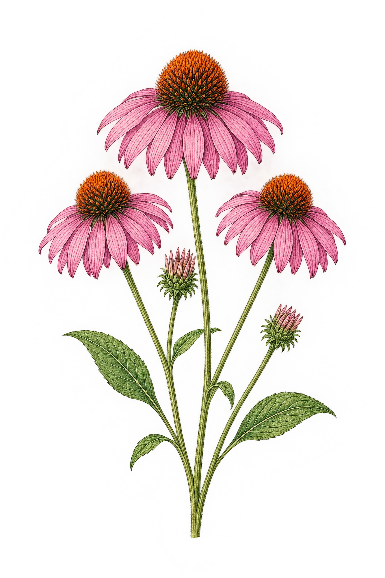 Botanical artwork associated with eastern purple coneflower (Echinacea purpurea (L.) Moench)
