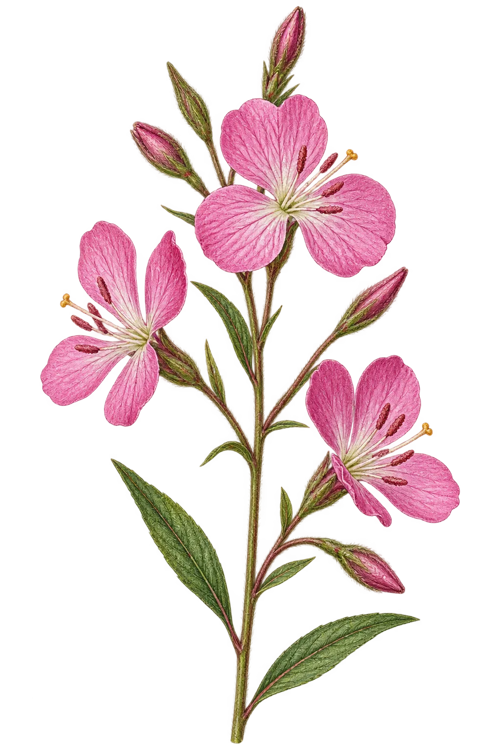 Botanical artwork associated with pimpernel willowherb (Epilobium anagallidifolium Lam.)