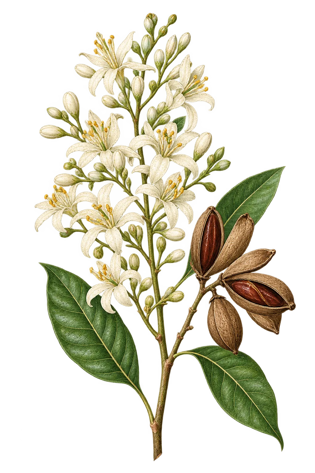 Botanical artwork associated with white-mahogany (Eucalyptus acmenoides Schauer)