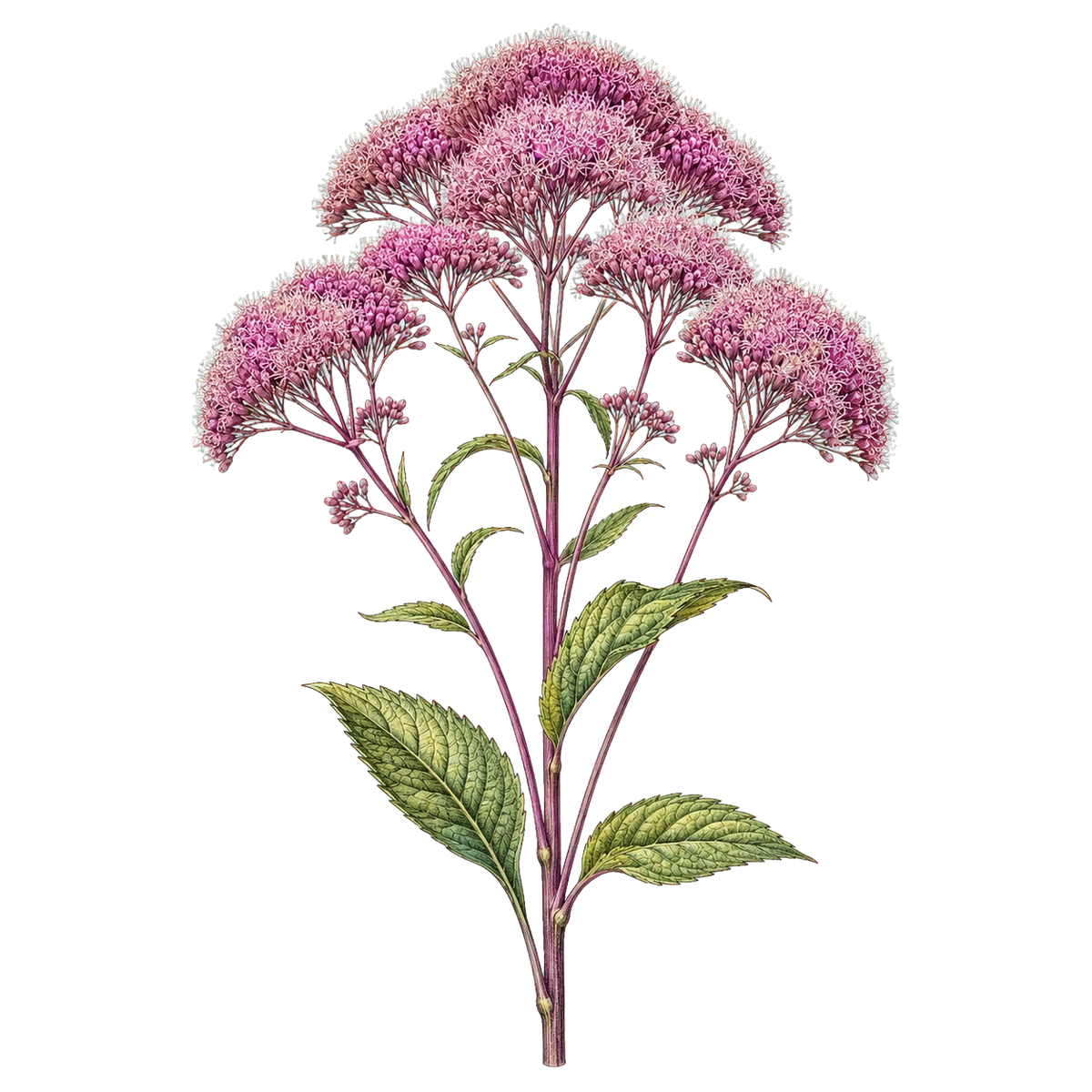 Botanical artwork associated with joe pye weed (Eutrochium Raf.)