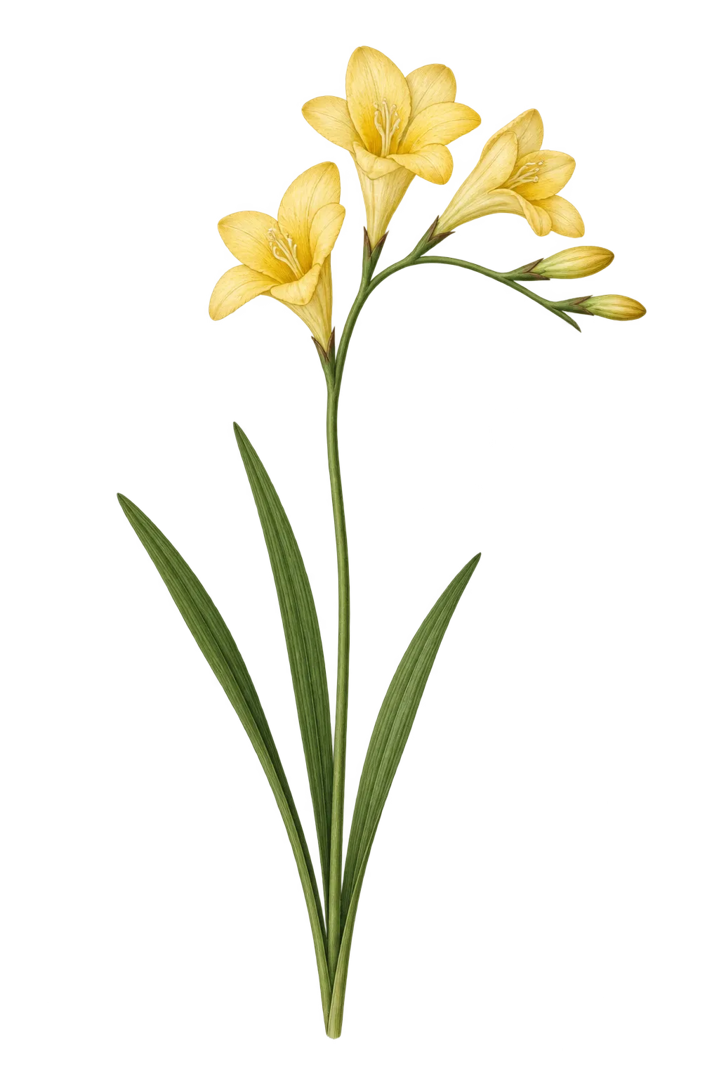 Botanical artwork associated with common freesia (Freesia corymbosa (Burm.f.) N.E.Br.)