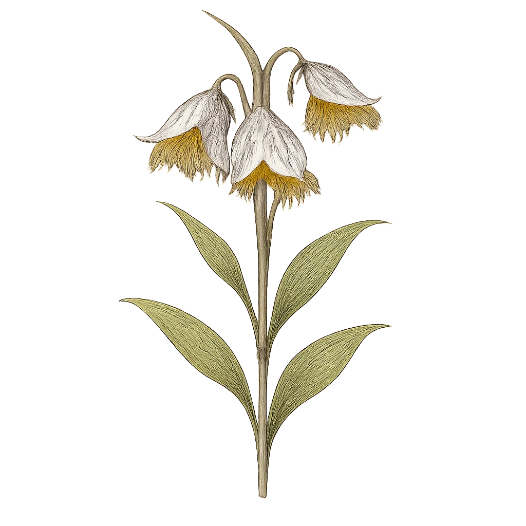 Botanical artwork associated with adobe lily (Fritillaria pluriflora Torr. ex Benth.)