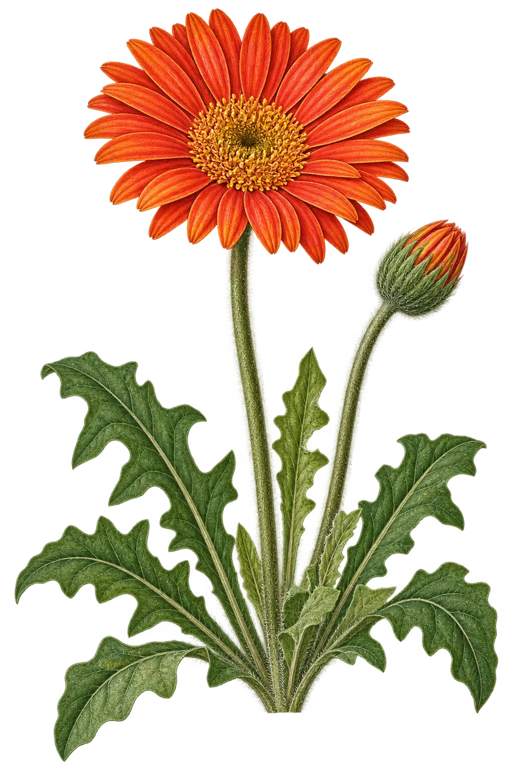 Botanical artwork associated with Barberton daisy (Gerbera jamesonii Adlam)