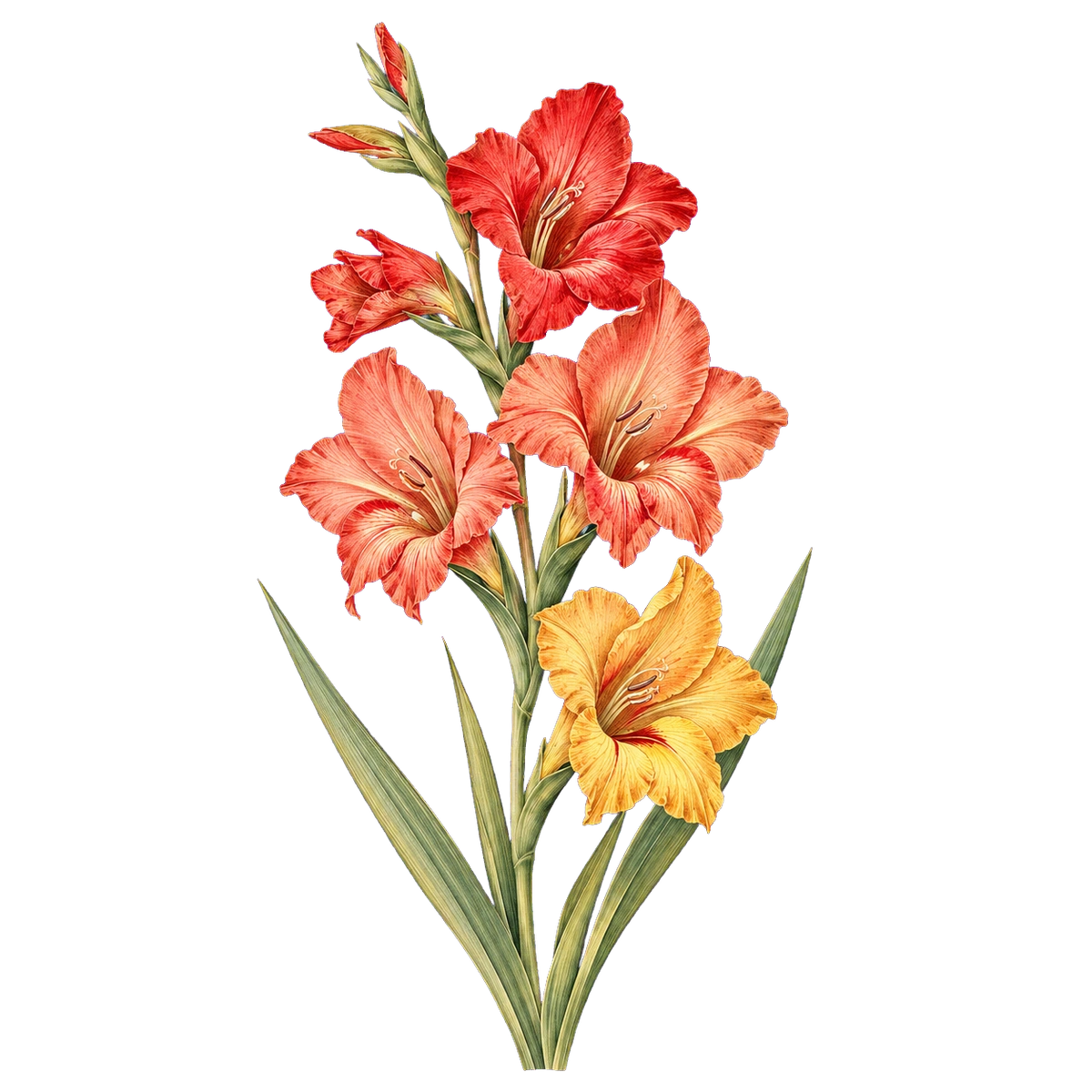 Botanical artwork associated with gladiolus (Gladiolus Tourn. ex L.)