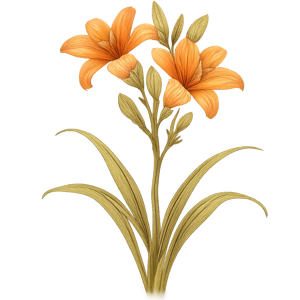 Botanical artwork associated with orange daylily (Hemerocallis fulva (L.) L.)