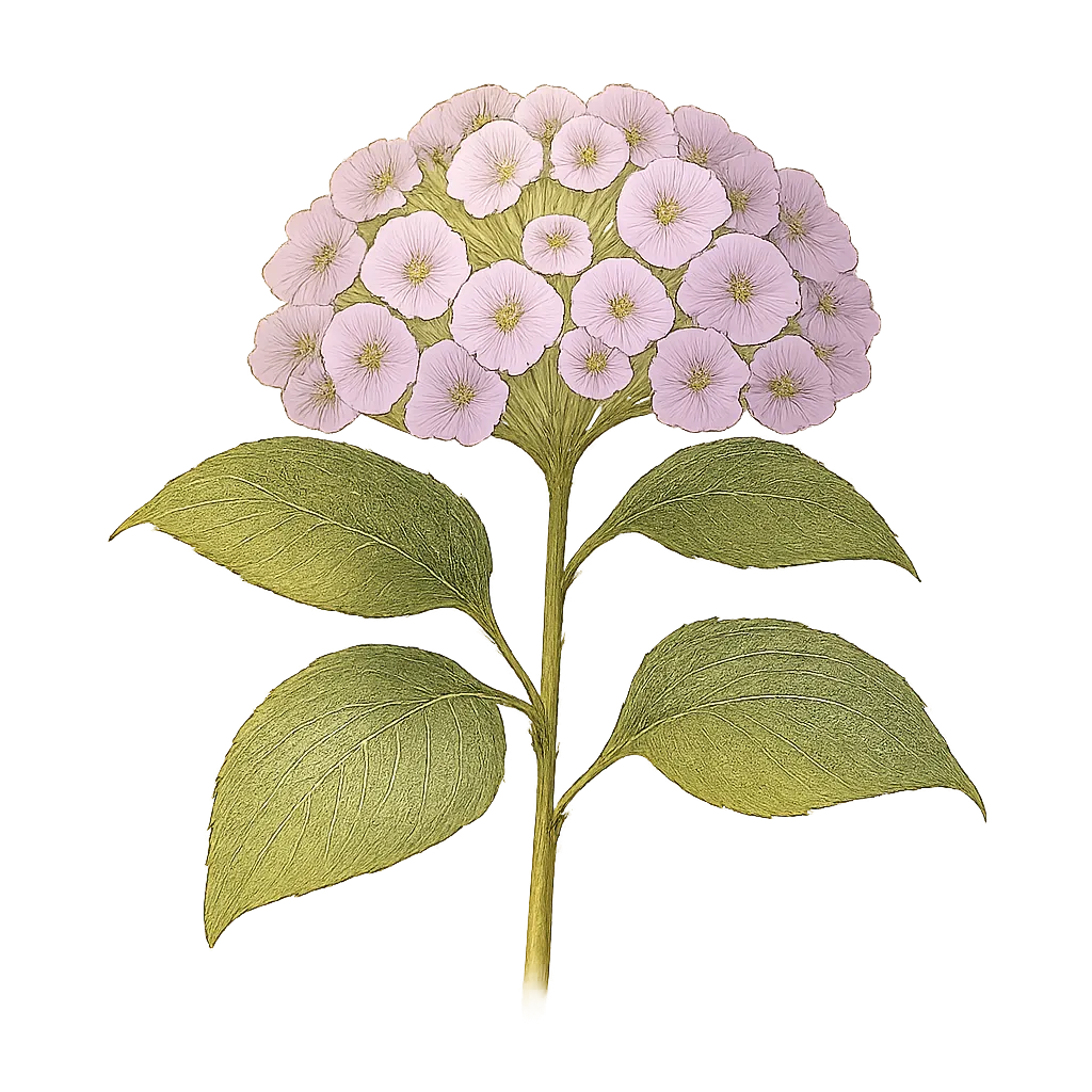 Botanical artwork associated with hydrangea (Hydrangea Gronov. ex L.)