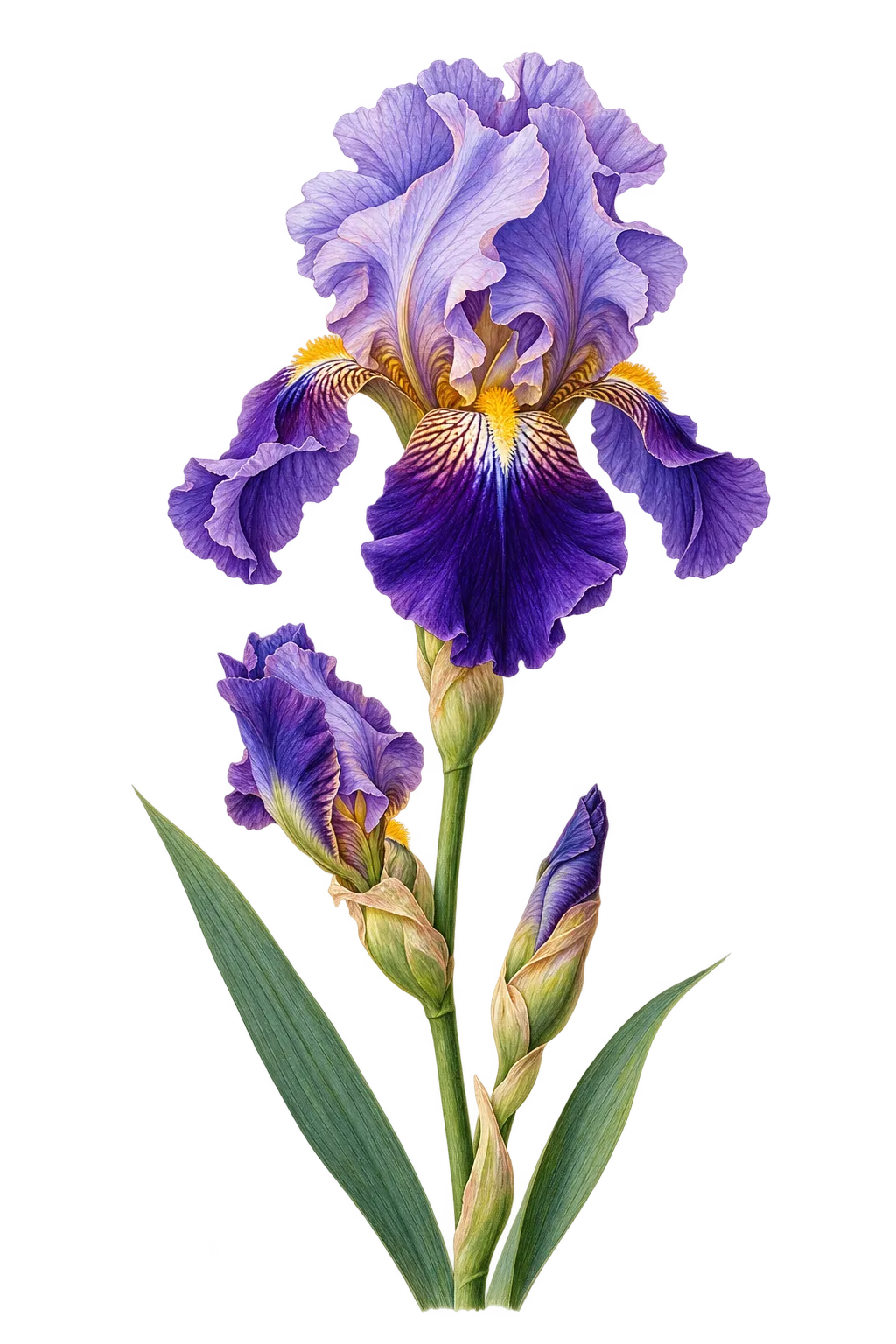 Botanical artwork associated with German iris (Iris ×germanica L.)