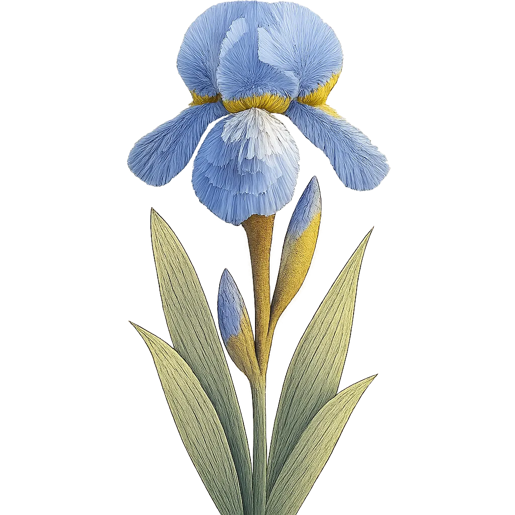 Botanical artwork associated with giant blue iris (Iris giganticaerulea Small)