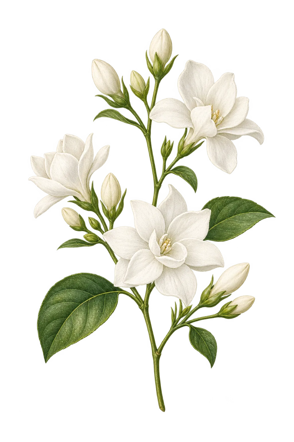 Botanical artwork associated with jasmine (Jasminum L.)
