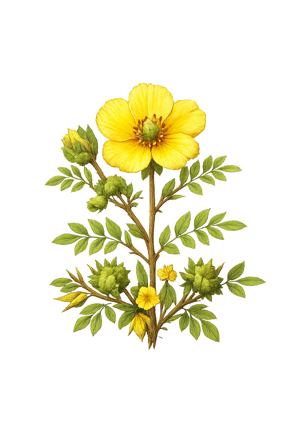 Botanical artwork associated with abrojo colorado (Krameria ixine L.)