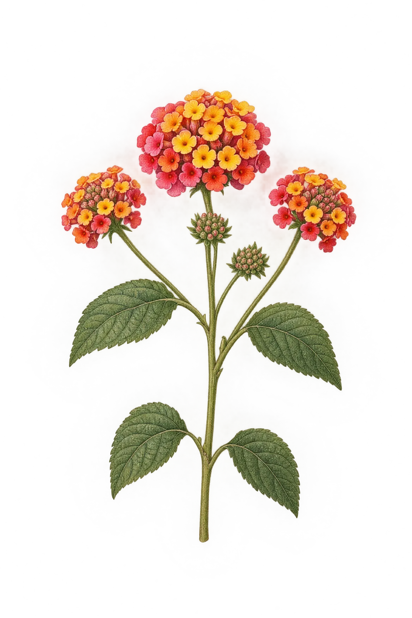Botanical artwork associated with lantana (Lantana camara L.)