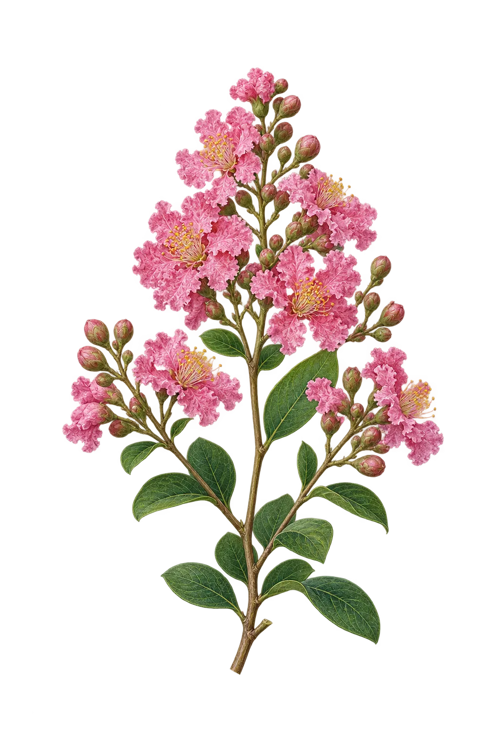 Botanical artwork associated with lagerstroemia (Lagerstroemia L.)