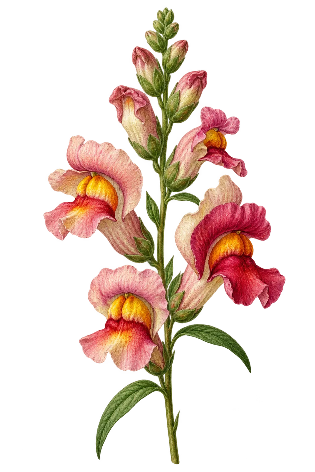 Botanical artwork associated with snapdragon (Antirrhinum L.)