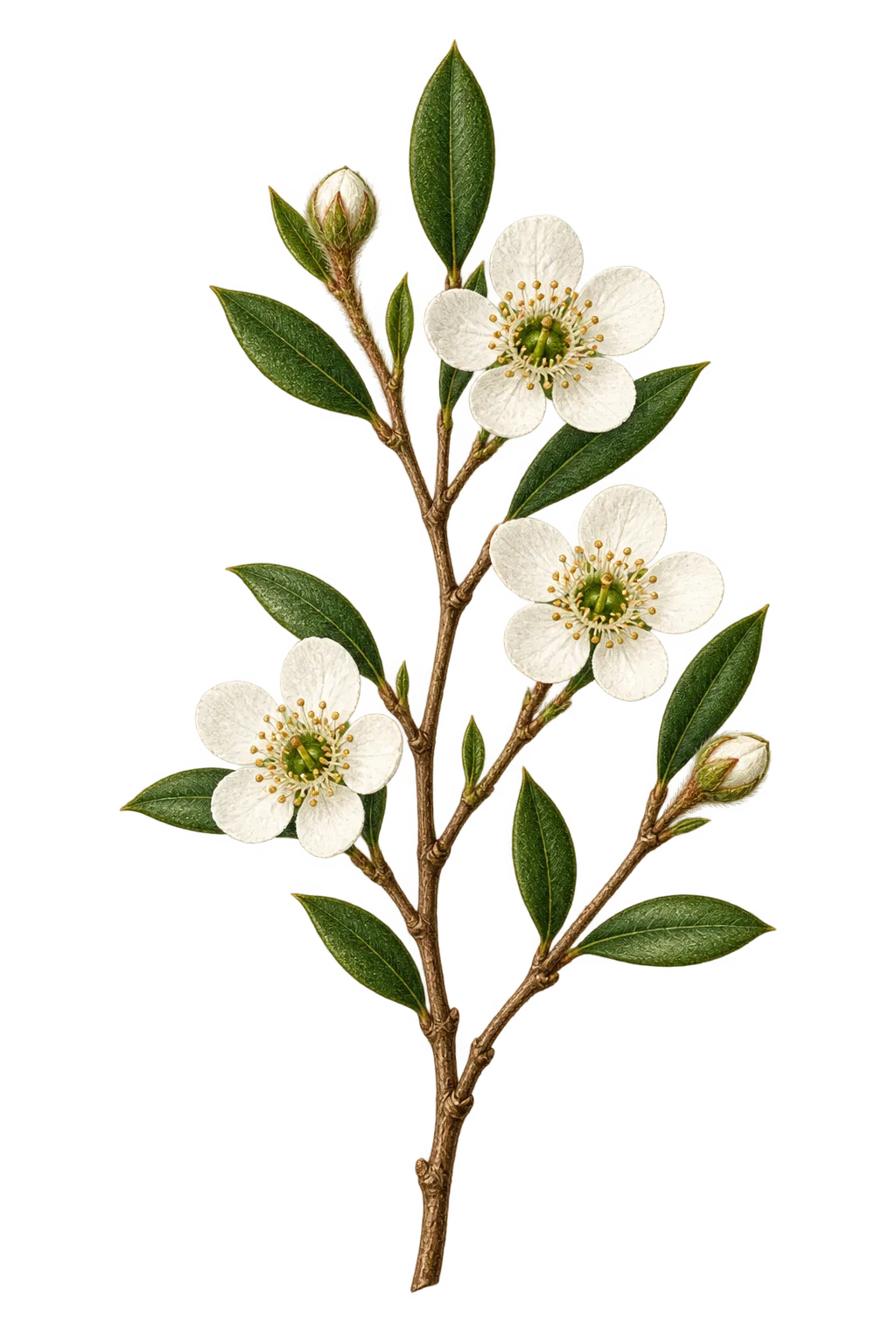 Botanical artwork associated with green teatree (Gaudium coriaceum (F.Muell.) Peter G.Wilson)