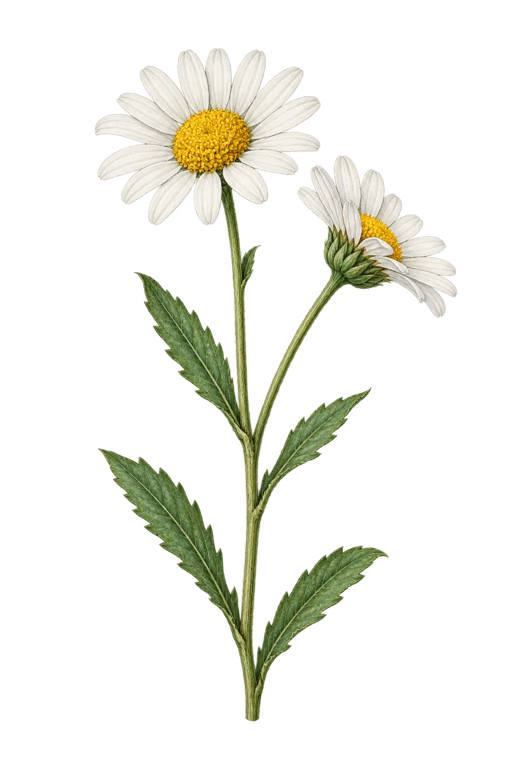 Botanical artwork associated with Portuguese daisy (Leucanthemum lacustre (Brot.) Samp.)