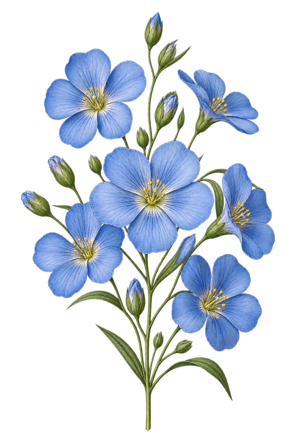 Botanical artwork associated with winged flax (Linum alatum (Small) H.J.P.Winkl.)
