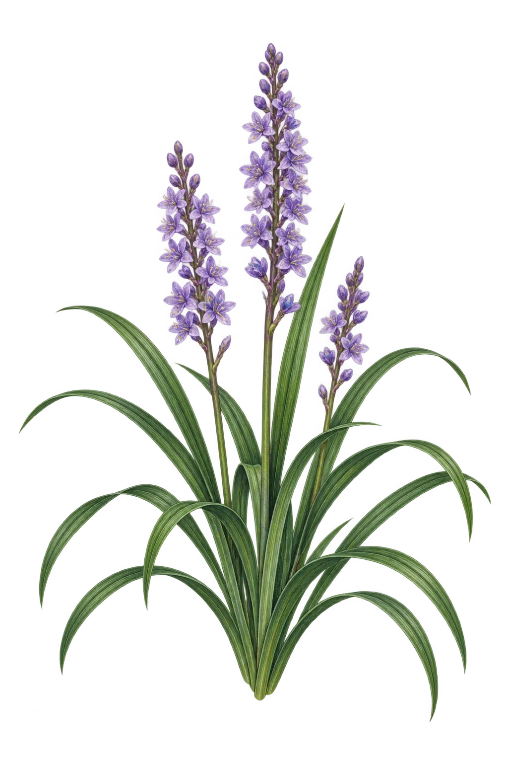 Botanical artwork associated with lilyturf (Liriope graminifolia (L.) Baker)
