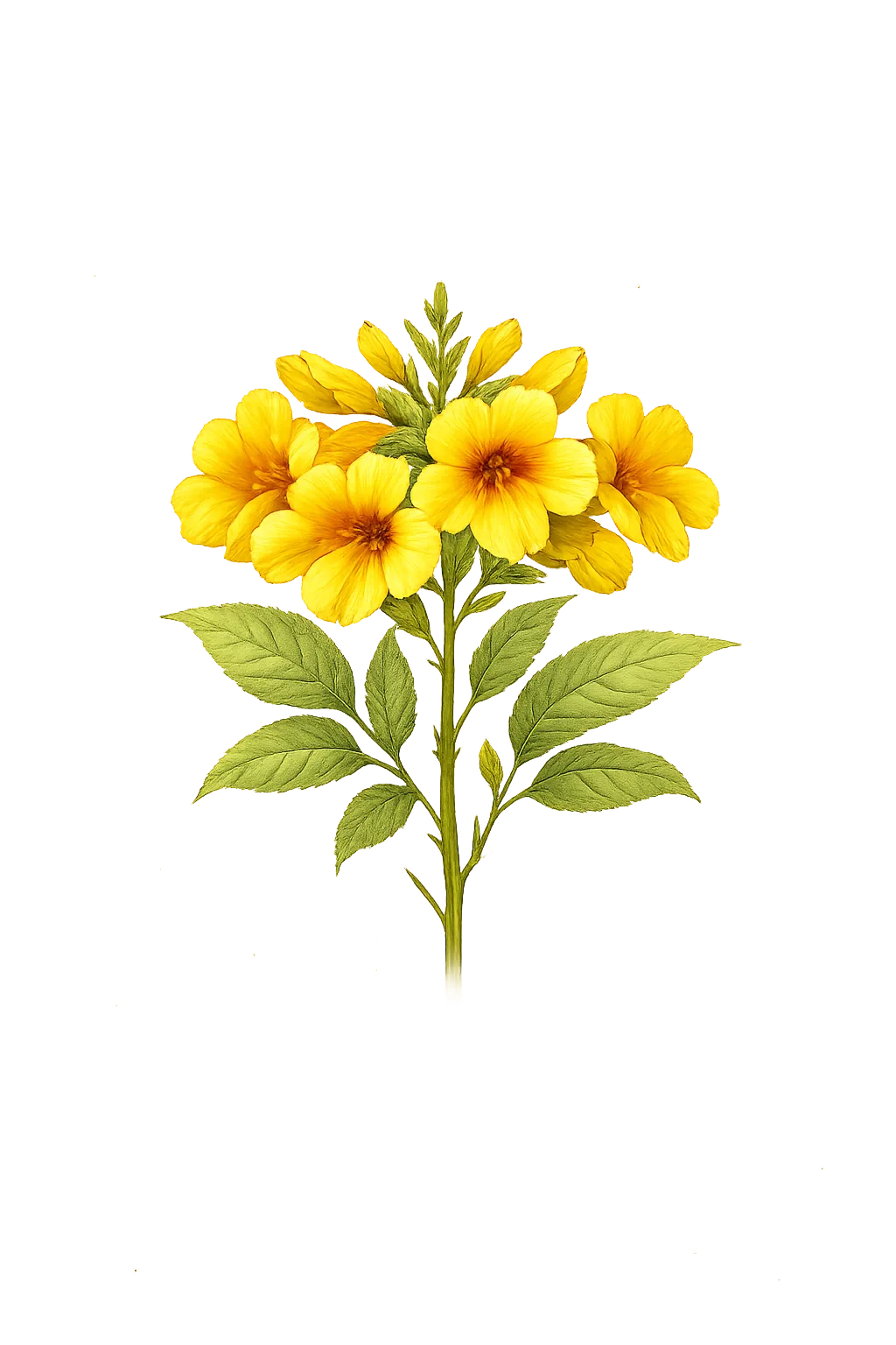 Botanical artwork associated with campanilla amarilla (Lisianthius laxiflorus Urb.)