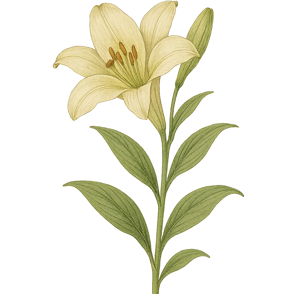 Botanical artwork associated with Easter lily (Lilium longiflorum Thunb.)