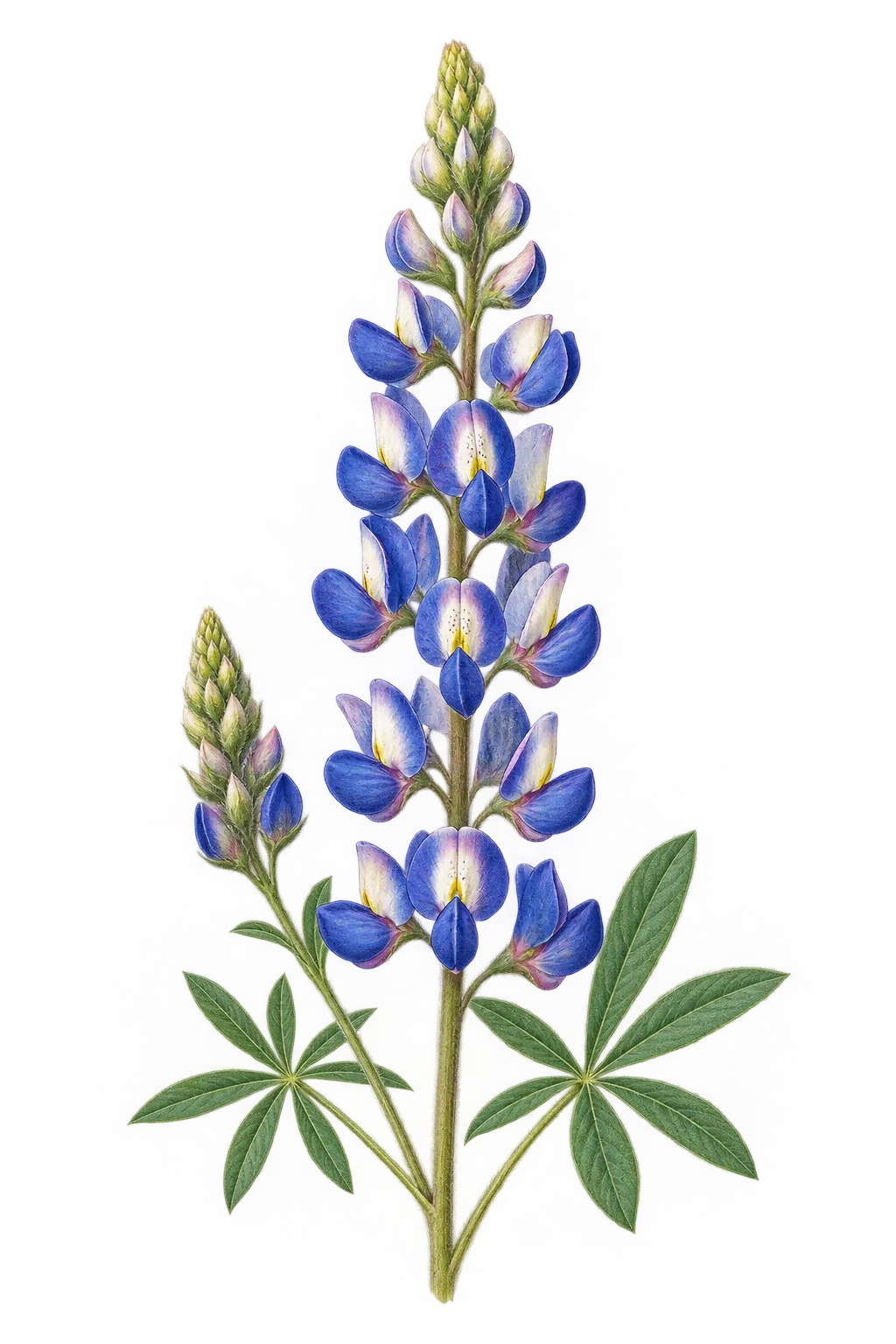 Botanical artwork associated with Abrams' lupine (Lupinus albifrons var. abramsii (C.P.Sm.) Hoover)