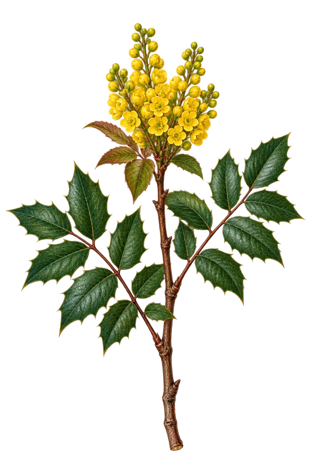 Botanical artwork associated with hollyleaved barberry (Berberis aquifolium Pursh)